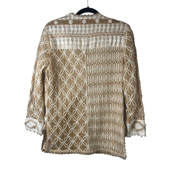 Vintage Sandy Starkman Embroidered Jute Button Up Woven Jacket Women Size S - Picture 2 of 8